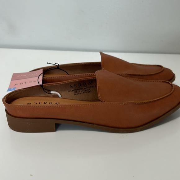 Serra Light Brown Faux Leather Slip On Mules New - Picture 3 of 9